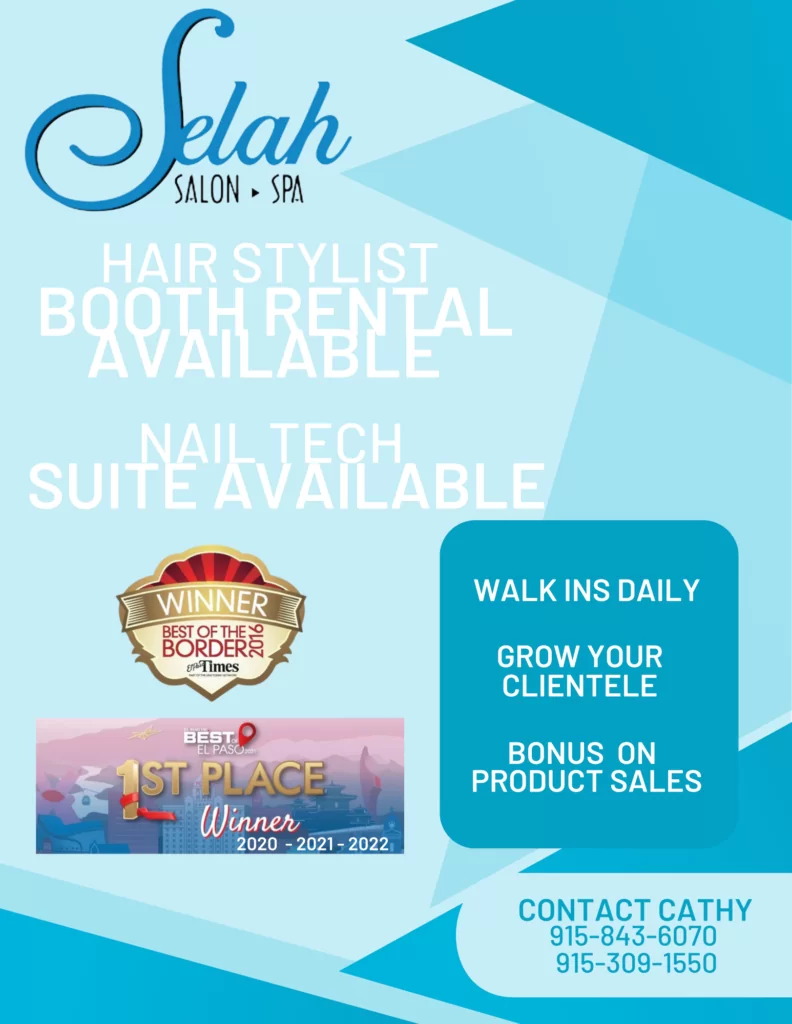 Selah Salon Hair Stylist Booth Rental Available El Paso Tx